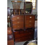 STAG MINSTREL FOUR OVER TWO CHEST OF DRAWERS, TOGETHER WITH A PAIR OF STAG MAHOGANY THREE DRAWER