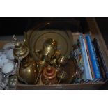 BOX - ASSORTED BOOKS, BRASS AND COPPER WARES