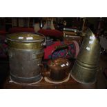 VICTORIAN COPPER KETTLE, TOGETHER WITH A BRASS PAIL - MANOR FARM DAIRIES, SUNBURY AND A BRASS COAL