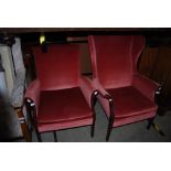 TWO PINK UPHOLSTERED PARKER KNOLL LOUNGE ARMCHAIRS