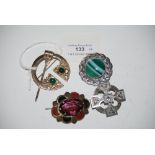 COLLECTION OF SCOTTISH SILVER AND WHITE METAL BROOCHES INCLUDING A SILVER PLAID BROOCH SET WITH