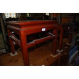 PAIR OF CHINESE CHERRYWOOD SQUARE SHAPED JARDINIERE STANDS