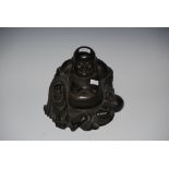 BRONZE FIGURE OF A LAUGHING BUDDHA