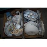 TWO BOXES - ASSORTED CERAMICS INCLUDING MEAKIN PART DINNER SERVICE, CONDIMENT SET, TEA WARES,
