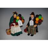 TWO ROYAL DOULTON FIGURINES - THE BALLOON MAN HN1954 AND THE OLD BALLOON SELLER HN1315