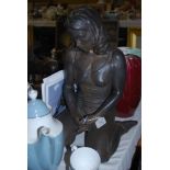 WALTER AWLSON - BRONZED FIGURE GROUP 'VICKI' SEATED