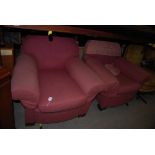 PAIR OF EARLY 20TH CENTURY TWEED UPHOLSTERED LOUNGE CHAIRS