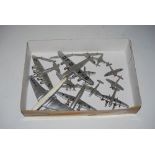 COLLECTION OF DINKY MILITARY AND CIVILIAN AIRCRAFT, TOGETHER WITH FOUR ASSORTED MINIATURE METAL