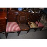 PAIR OF REGENCY MAHOGANY SIDE CHAIRS WITH STRIPED UPHOLSTERED SEATS, TOGETHER WITH A SCOTTISH