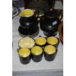 MALING BLACK AND YELLOW GROUND PART COFFEE SET