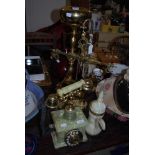 VINTAGE, GILT METAL AND ONYX TELEPHONE, AN EASTERN ONYX AND GILT METAL MOUNTED COFFEE POT, GILT