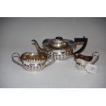 BIRMINGHAM SILVER SEMI FLUTED THREE PIECE BACHELORS TEA SET