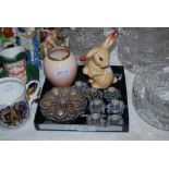 SMALL COLLECTION OF CERAMICS INCLUDING SYLVAC RABBIT FIGURE, CARLTON WARE PINK GROUND OVOID SHAPED