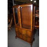 EARLY 20TH CENTURY WALNUT DISPLAY CABINET