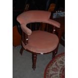 VICTORIAN VELVET UPHOLSTERED TUB CHAIR