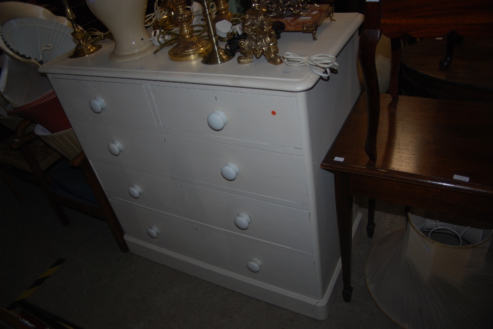 VICTORIAN PINE WHITE PAINTED CHEST OF TWO SHORT OVER THREE LONG DRAWERS