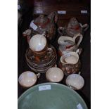 JAPANESE SATSUMA POTTERY TEA SET DECORATED WITH DRAGONS AND LOHAN