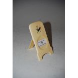 LATE 19TH/EARLY 20TH CENTURY IVORY POCKET WATCH STAND WITH STRUT SUPPORT, INSCRIBED TO THE