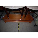 MID 20TH CENTURY TEAK, CLEAR AND FROSTED GLASS COFFEE TABLE