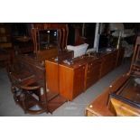 FOUR MID 20TH CENTURY STAG FURNITURE CHESTS COMPRISING: FOUR DRAWER BEDSIDE CHEST, FOUR DRAWER