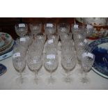 LARGE COLLECTION OF ASSORTED CUT GLASSWARE COMPRISING WINE AND SHERRY GLASSES OF ASSORTED SIZE