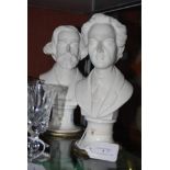 PAIR OF CAPODIMONTE CERAMIC BUST FIGURES OF COMPOSERS - CHOPIN AND BEROI