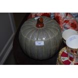 DECORATIVE GOURD SHAPED POTTERY JAR AND COVER