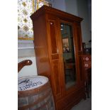 EDWARDIAN MAHOGANY AND SATINWOOD BANDED TWO PIECE BEDROOM SUITE COMPRISING MIRROR DOOR WARDROBE