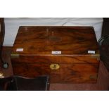 VICTORIAN WALNUT AND BRASS BOUND LAP DESK