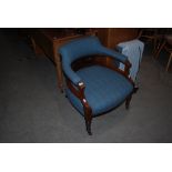 VICTORIAN TARTAN UPHOLSTERED TUB CHAIR