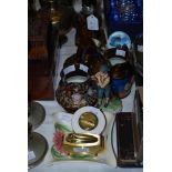 ASSORTED CERAMICS AND GLASSWARE INCLUDING TWO COPPER LUSTRE JUGS, CAPODIMONTE FIGURE OF A BOY