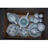 BOX - ASSORTED WOODS WARE, CLOVELLY PATTERN TEA AND TABLE WARE