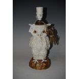 CONTINENTAL CERAMIC TABLE LAMP IN THE FORM OF AN OWL WITH GLASS EYES
