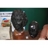 TWO BRONZED TERRACOTTA BUST FIGURES