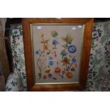 ROSEWOOD FRAMED NEEDLEWORK UPHOLSTERED PANEL