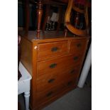 EARLY 20TH CENTURY PINE CHEST OF TWO SHORT OVER THREE LONG GRADUATED DRAWERS