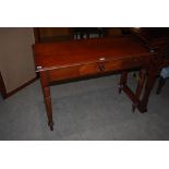 VICTORIAN PINE SIDE TABLE WITH SINGLE FRIEZE DRAWER AND MOTHER OF PEARL INLAID DETAIL ON THE HANDLE