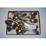COLLECTION OF ASSORTED SILVER FLATWARE INCLUDING TABLE SPOON, SAUCE LADLES, TEA AND COFFEE SPOONS