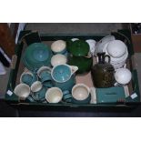 BOX - ASSORTED GREEN GLAZED DENBY TABLE WARES, REMAINING CERAMICS