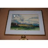 MILLONS - SUMMER LANDSCAPE WITH CATTLE GRAZING - WATERCOLOUR, SIGNED AND DATED 1933