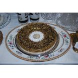ASSORTED CERAMICS AND METAL WARE INCLUDING POTTERY OVAL SHAPED ASHET, THREE ROYAL DOULTON BLACK,
