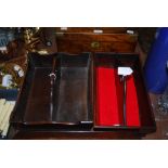 TWO MAHOGANY CUTLERY TRAYS