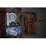 TWO BOXES - ASSORTED ITEMS, ONE INCLUDING ASSORTED WOODEN WARE, THE OTHER - MISCELLANEOUS