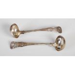 A pair of Scottish William IV silver sauce ladles, Edinburgh 1831, makers mark of AW, Kings pattern,