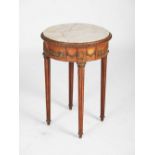 A late 19th century French stained beech and gilt metal mounted occasional table, the circular top