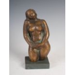 Eric Schilsky RA RSA (1898 - 1974) Flora A Bronze figure, on green polished marble plinth base, 23cm