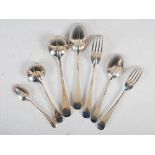A part suite of George VI silver flatware, London, mainly 1937, Old English Rat Tail pattern,