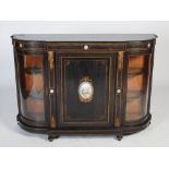 A 19th century ebonised, boxwood lined and gilt metal mounted credenza, the shaped rectangular top