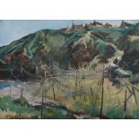 Sydney Houghton Miller (c.1884-1938) Nets drying, Catterline oil on canvas board, signed and dated