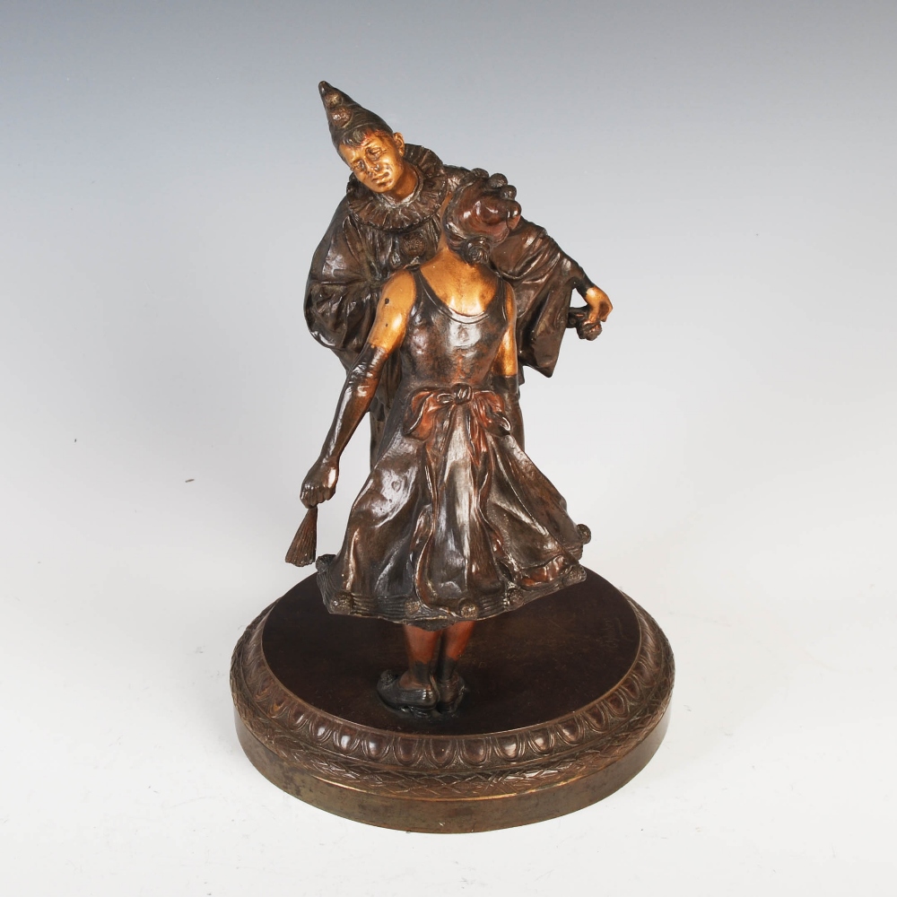 Ehleder - An early 20th century patinated bronze figure group of male and female clowns, modelled - Image 4 of 10